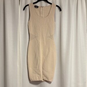 Bebe Beige Textured Mini Dress